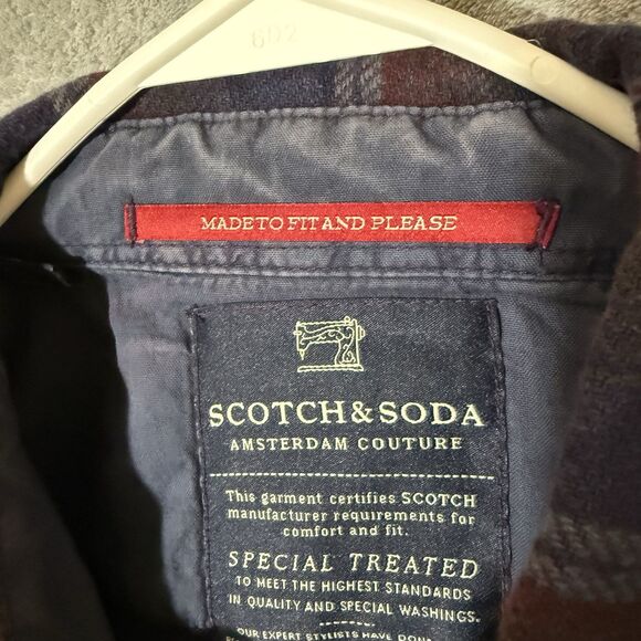 Scotch Soda Shirt Large 2XL Navy Blue Button Up Long Sleeve Zip & Button Flannel - Picture 4 of 11